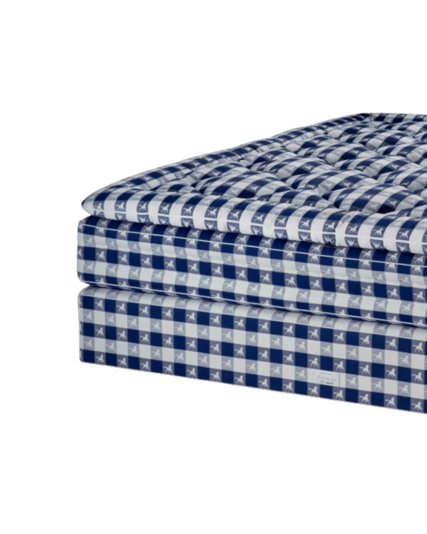 Detail van de 100% katoenen drēmər-stof, speciaal ontwikkeld door Ferris Rafauli voor Hästens